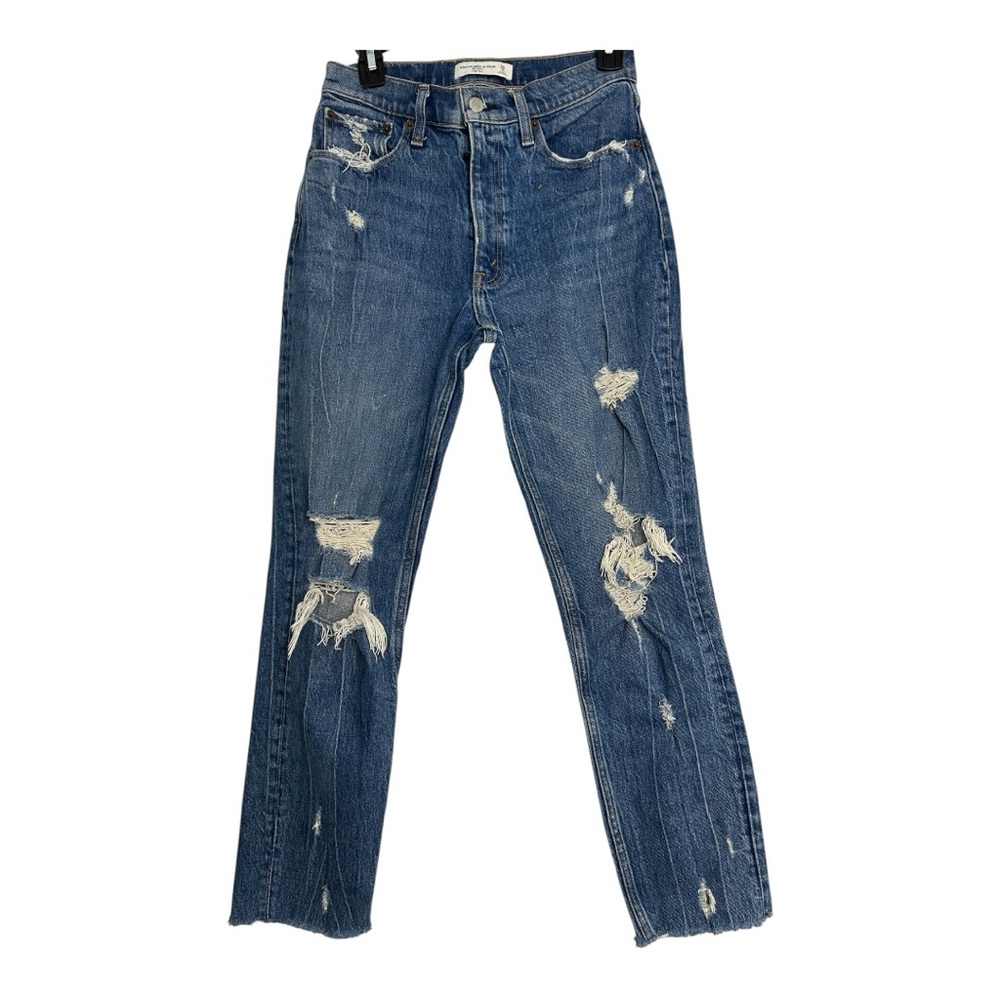 Abercrombie & Fitch Blue Distressed Straight Leg Jeans size 26/2